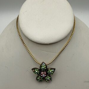 Premier Designs Aloha Star Pendant W/ Green Aurora Borealis Rhinestones